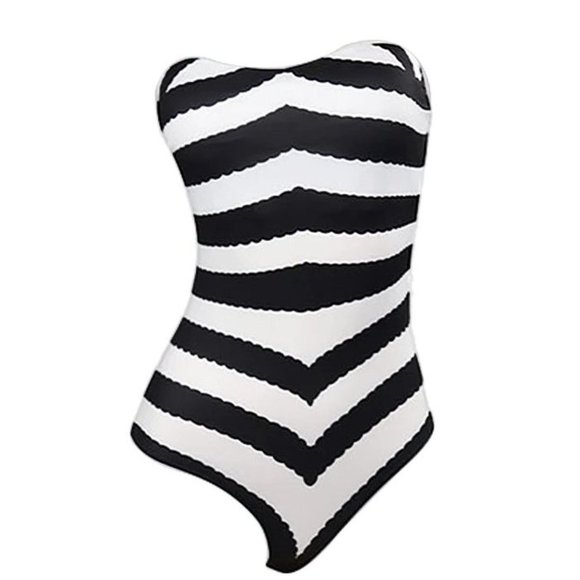 NWT Adorable Barbie Movie Black & White Striped Dress Swimsuit Halloween… - Picture 13 of 16